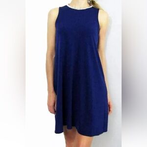 KARL LAGERFELD Women Sleeveless Pearl neckline A-Line Dress size m Navy Blue